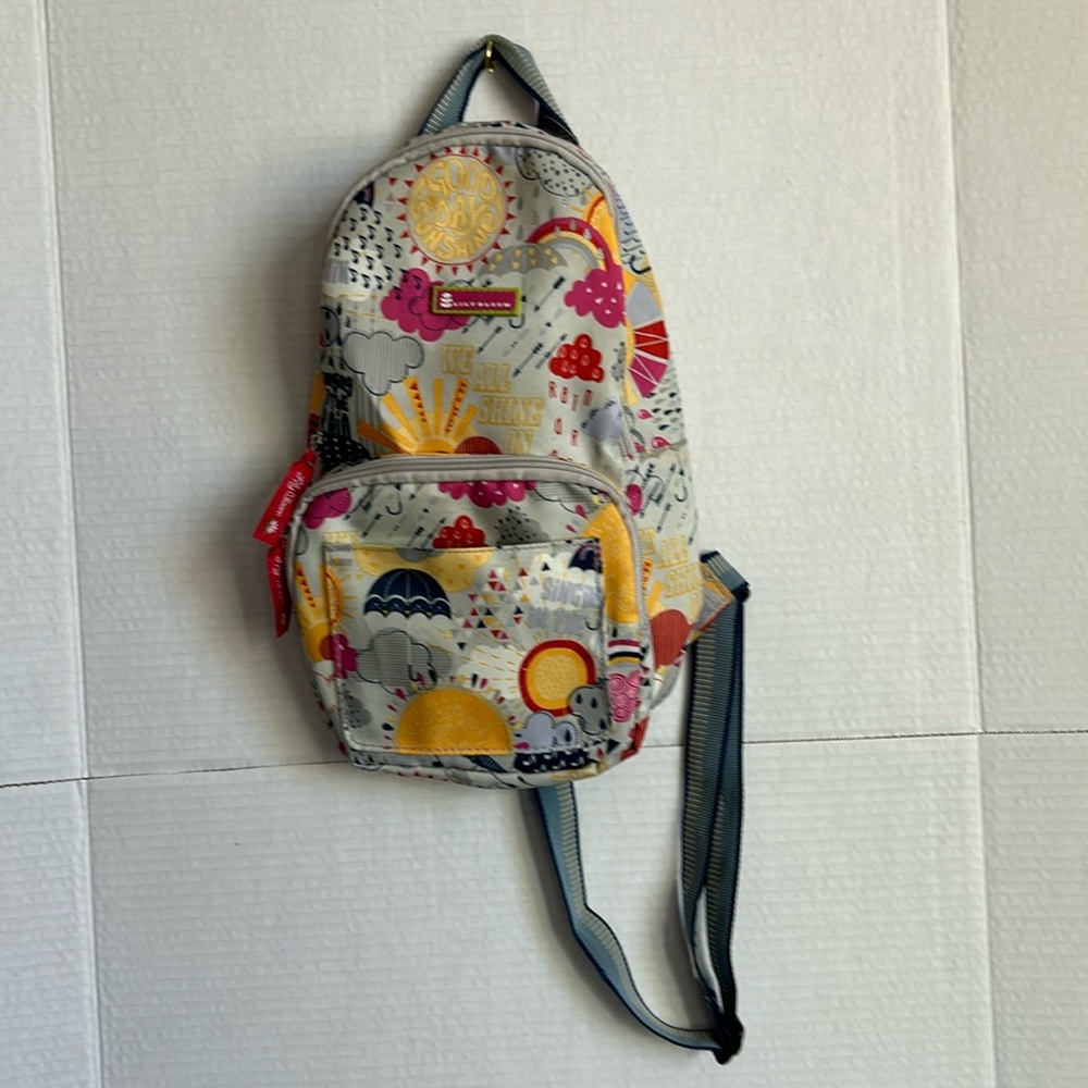 Lily Bloom small backpack.  Raindrop Like It’s Hot theme.  Super Cute!